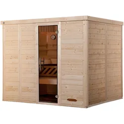 Weka Premium Massivholz-Elementsauna Kemi 5 mit Glastür - 45 mm Ohne Ofen