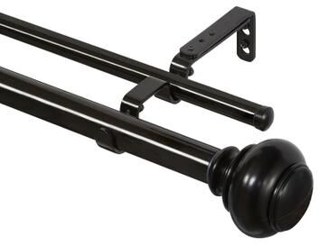 Buono Ii Decorative Double Rod And Finial Brenner by Achim Home Décor in Black (Size 36-72)
