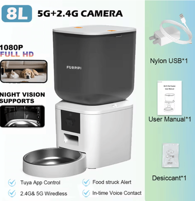 Inspire Picks Furpipi Smart 8L Automatic Pet Feeder With 1080P Camera WiFi App Controlled Food Dispenser For Cats & Dogs 5g Camera abs Sus 8l Ultra capacity