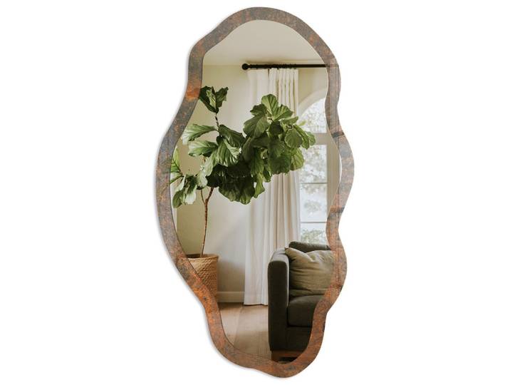 SPIEGEL 90x45 cm asymmetrisch mit Druck - Erdige Textur