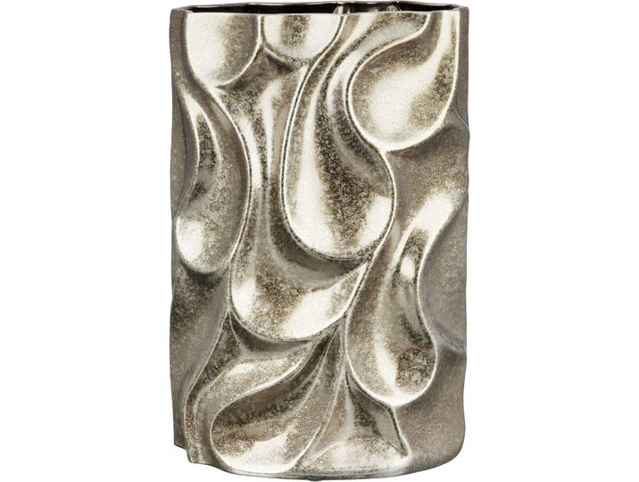 Tischvase CASABLANCA BY GILDE Relief, Höhe ca. 37 cm, mit Dellen-Struktur , silber (silberfarben), B:24cm H:37cm T:14cm, Keramik, Vasen, Tischvase, dekorative Vase aus Keramik, Blumenvase