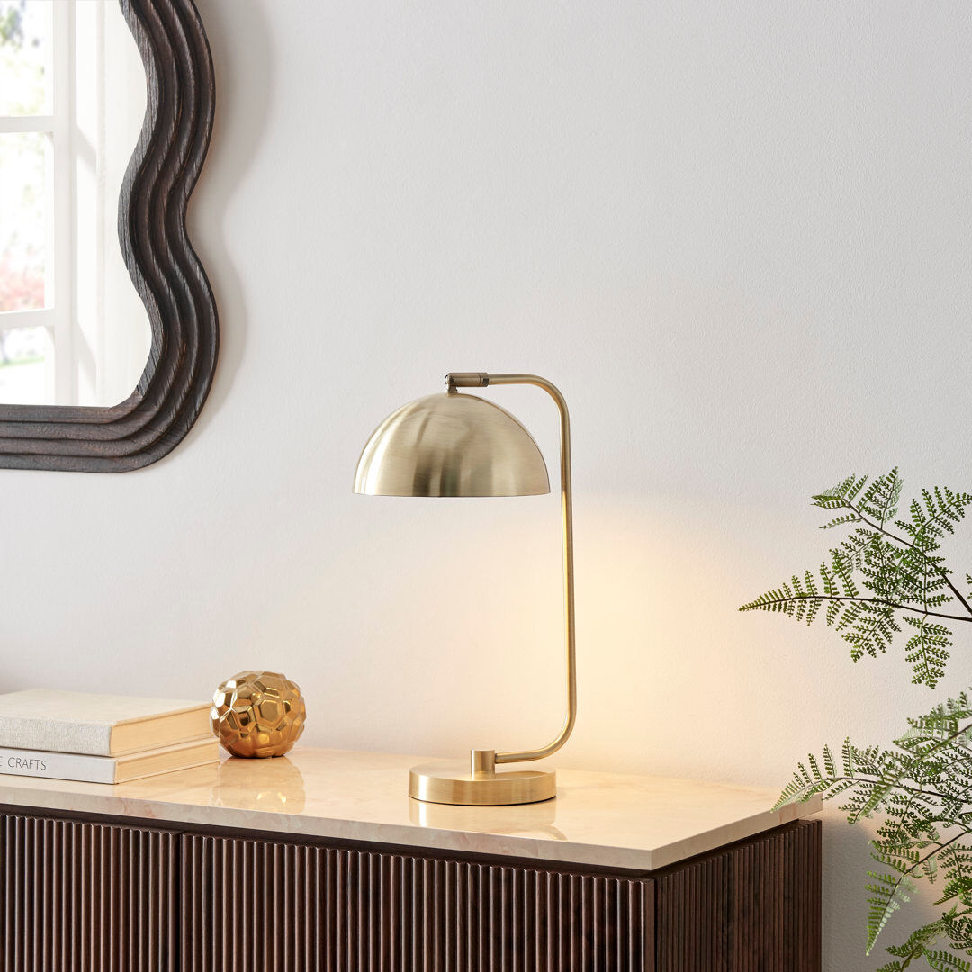 Canora Grey Small Brass Desk Table Lamp With Adjustable Dom Shade - Simple Silhouette Style Antique Brass 52cm H X 20cm W X 25cm D