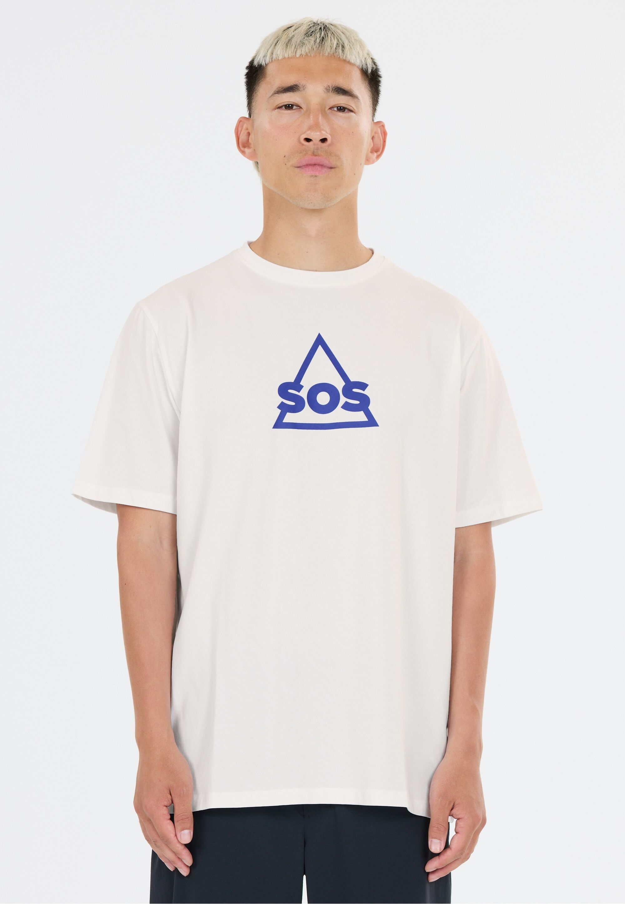 Funktionsshirt SOS "Kvitfjell", Herren, Gr. L, weiß, 94% Baumwolle, 6% Elasthan, bedruckt, unifarben, normal, Rundhals, Shirts Funktionsshirt, mit biologischer Baumwolle und subtilem SOS-Print