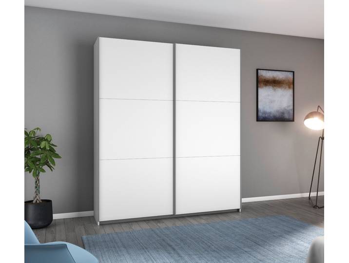 Schwebetürenschrank RAUCH AURELIO Kleiderschrank Garderobe , weiss (alpinweiß), B:175cm H:210cm T:59cm, Holzwerkstoff, Schränke, Schwebetürenschrank, 3 verschiedene Ausstattungsvarianten Griffe aus Metall MADE IN GERMANY