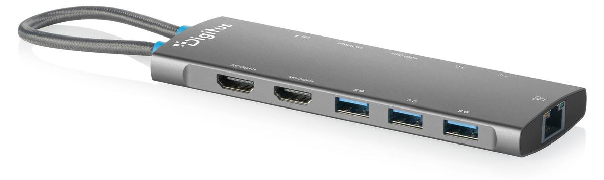Digitus USB-C Docking Station met 11 poorten, universeel, grijs