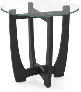 Costway 23.5 Inch Round End Side Table with Tempered Glass Tabletop-Black