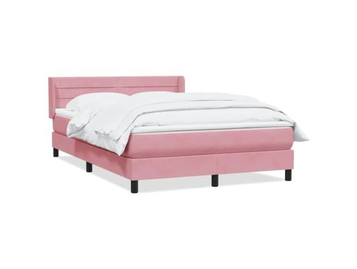 LKJephalotrop Boxspringbett 140x210 Samt Rosa mit Matratze & Topper Set Komplettes Schlafzimmer Set aus rosa Samt mit ergonomischer Taschenfederkernmatratze und höhenverstellbarem Kopfteil.