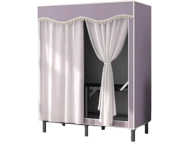 LoiYtrd Zusammenklappbarer Kleiderschrank aus Stahl, tragbar for Aufhängen von Kleidung(Purple,110cm/43)