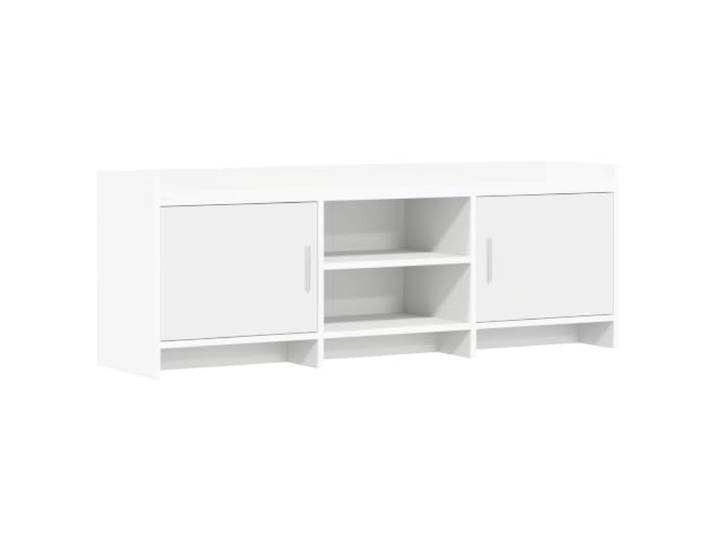 LMTYOENFG TV-Lowboard Weiß 130x33x47 cm TV-Schrank mit Metallgriffen Moderner Fernsehtisch für Wohnzimmer und Schlafzimmer, 2 Türen und 2 offene Fächer für Zubehör.