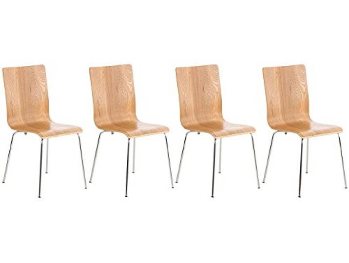 CLP 4er-Set Wartezimmerstuhl Pepe mit ergonomisch geformten Holzsitz und Metallgestell I 4X Konferenzstuhl erhältlich, Farbe:Eiche