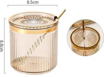 Inspired Living Airtight Spice Storage Jar With Spoon & Lid Kitchen Seasoning Container Set amber