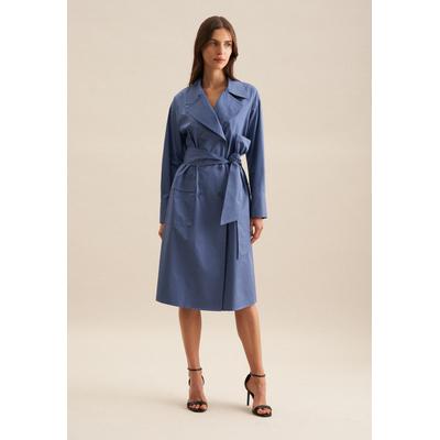 Blusenkleid SEIDENSTICKER "Schwarze Rose", Damen, Gr. M (38), Normalgrößen, blau, 100% Baumwolle, unifarben, oversize, V-Ausschnitt, Kleider Blusenkleid, V-Neck Uni