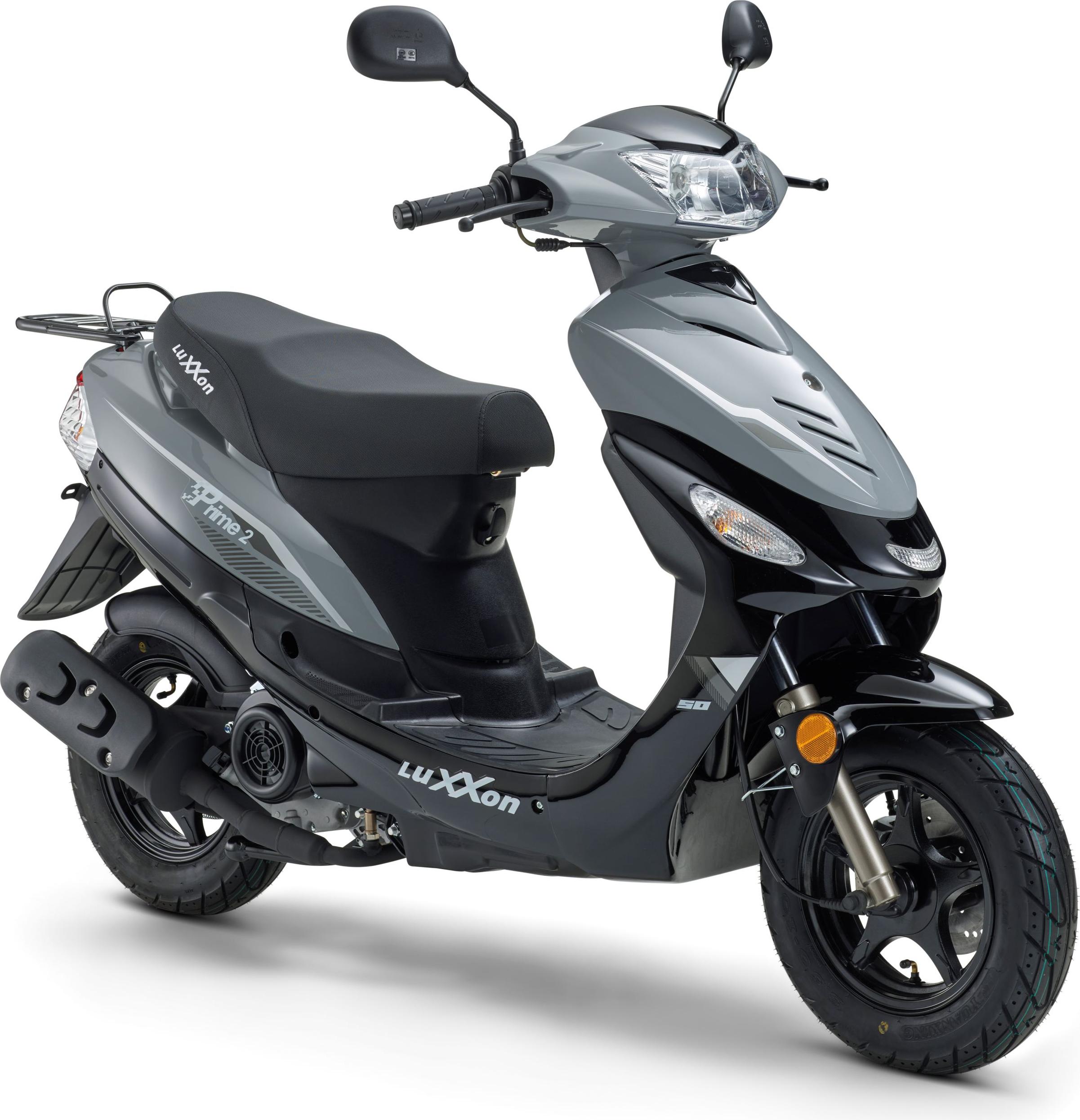 LuXXon Motorroller Prime 2, 50 ccm, 45 km/h, Euro 5, 10 Zoll, Automatik, Benzinbetrieben, 1 Zylinder, 4-Takt, grau