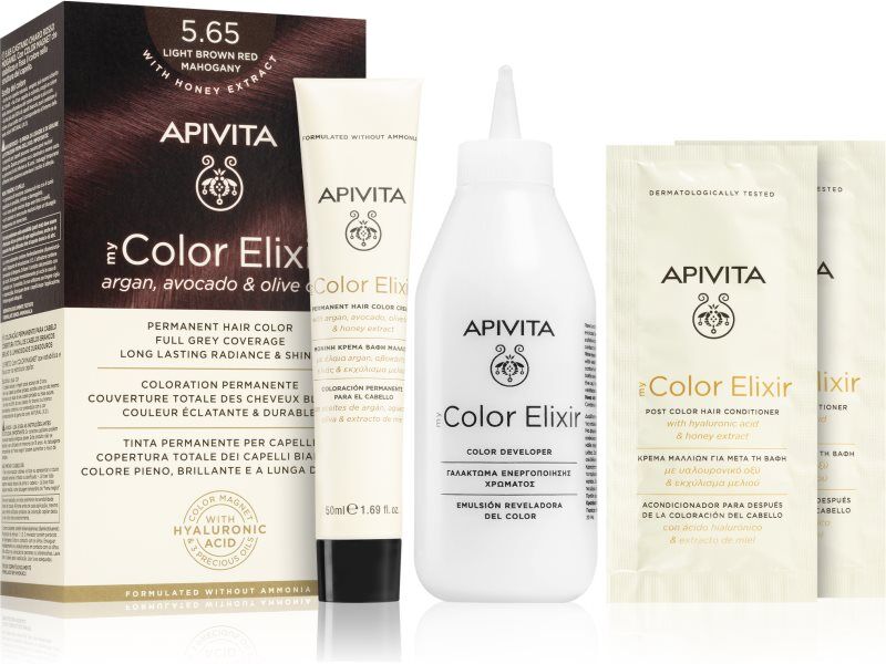Apivita My Color Elixir coloration cheveux sans ammoniaque teinte 5.65 Light Brown Red Mahogany 1 pcs