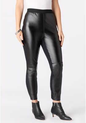 Plus Size Women's Faux Leather Legging by Roaman's in Black (Size 6X) Vegan Leather Stretch Pants
