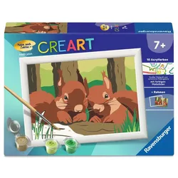 Ravensburger CreArt, Malen nach Zahlen Kinder - Kuschelnde Eichhörnchen