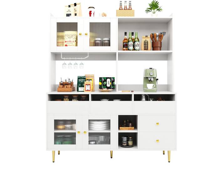 Flieks Buffet 145x39x171cm Esszimmer Weiß, 145x171x39 cm, Esszimmer, Anrichten, Buffetschränke