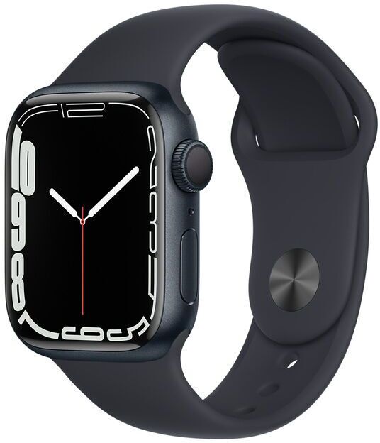 Apple Watch Series 7 Aluminium 41 mm (2021)   GPS   grün   Sportarmband Mitternacht - Refurbished