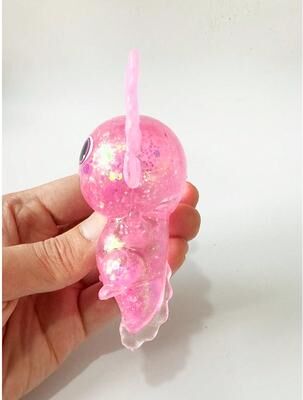 DynamicDeals Crystal Axolotl Sticky Stress Relief Toy With Glitter Slow Rise Squish Crystal Axolotl Sticky Stress Relief Toy With Glitter Slow Rise Squish