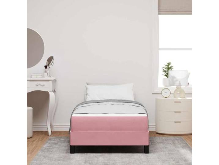 KTHLBRH Boxspringbett mit Matratze Rosa 100 x 220 cm Stoff Weiche Beschichtung, Holzrahmen, mittlere Steifigkeit, langlebige Konstruktion