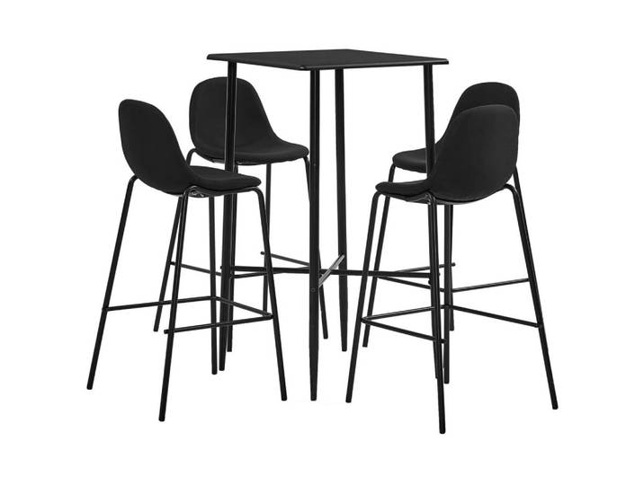 furnicato Bargruppe Bar-Set Schwarz mit Bartisch 60x60x111 cm und 4 Barstühlen 51x49x99, (1-tlg)