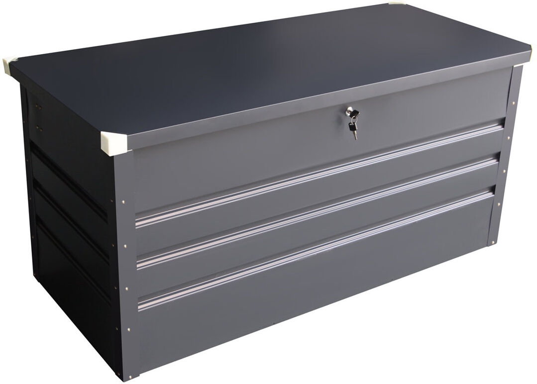 Charles Bentley 132cm W 500L Water Resistant Metal Lockable Deck Box in Dark Grey Dark Grey 62cm H X 132cm W X 61cm D