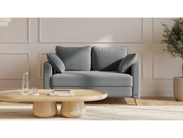BRUNO Schlafsofa 120cm in Dunkelgrau Flow stabiles Massivholz & Boxspringkomfort