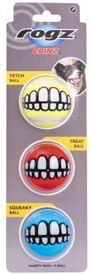United Pets Rogz Palla per Cani Grinz Piccola Ø 4,9 cm 3 pz Colori Assortiti