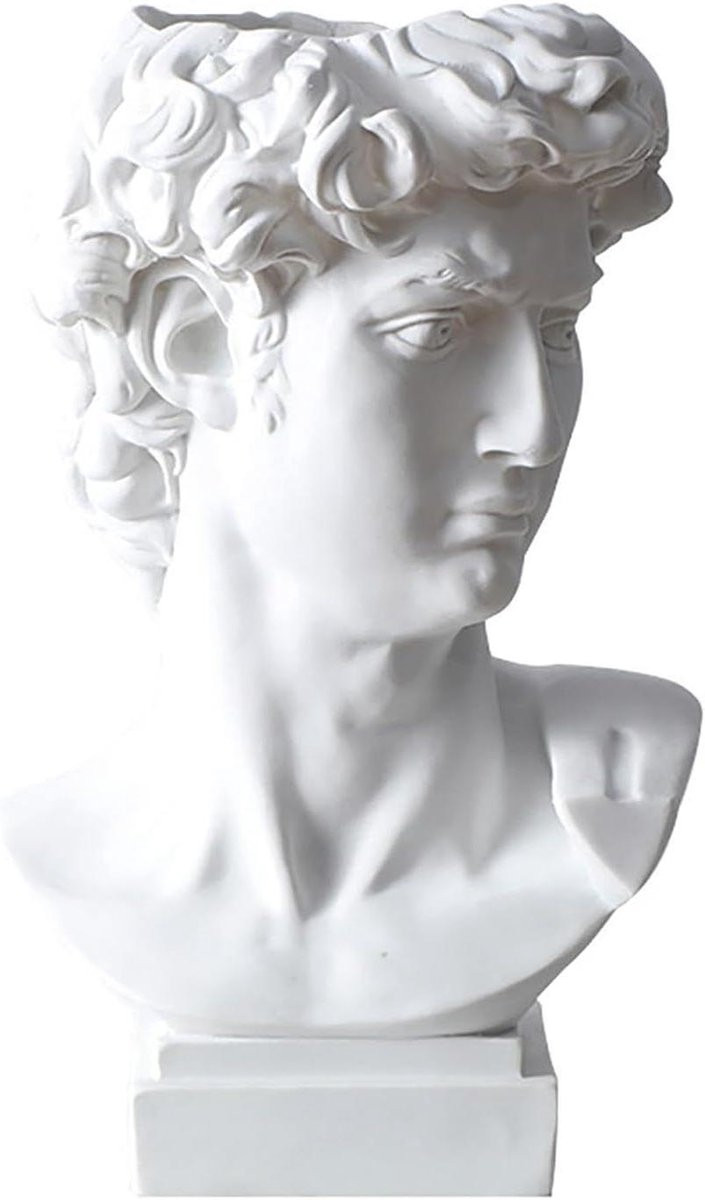 David Standbeeld Vaas - Griekse Sculptuur - Wit - B/D/H: 20 x 14 x 11 cm