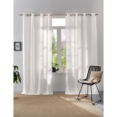 Vorhang OTTO HOME "Linsdorf" Gr. 1, weiß (wollweiß), B:140cm H:160cm, Polyester, Gardinen, Leinenstruktur