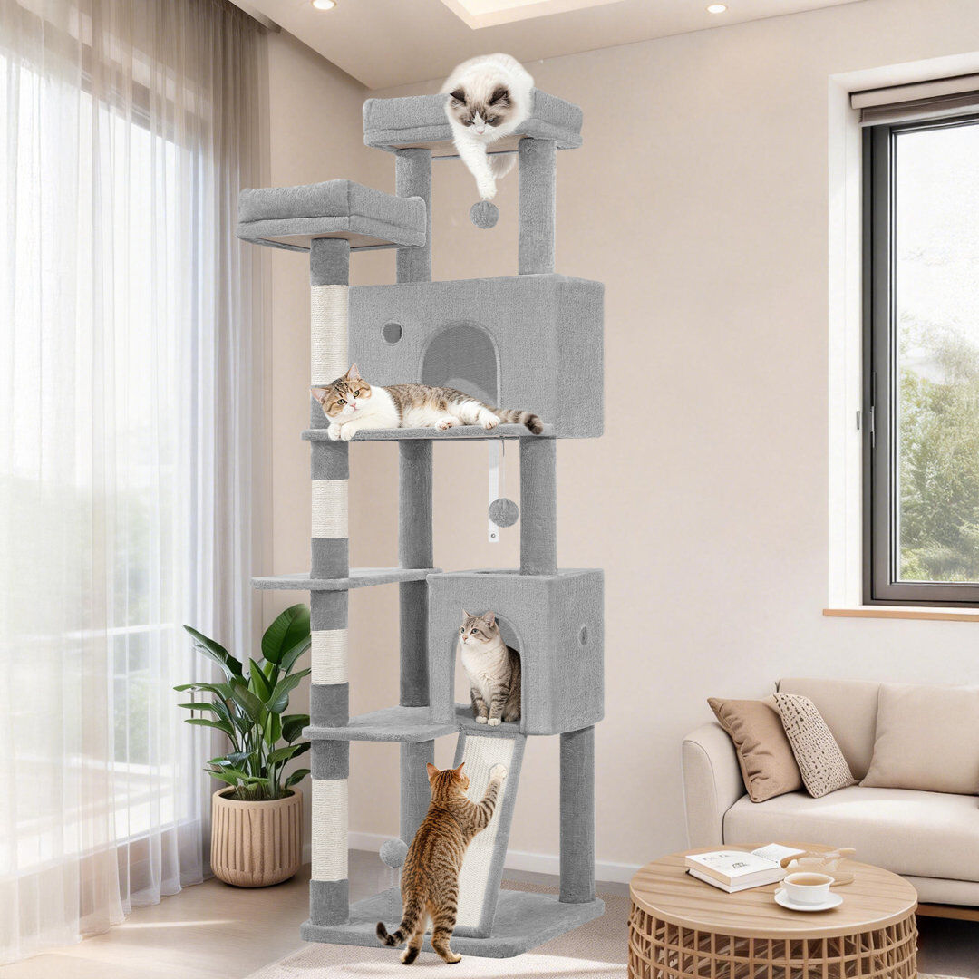 Archie & Oscar Cat Tree / Condo Light Grey 50 x 50 x 178 cm