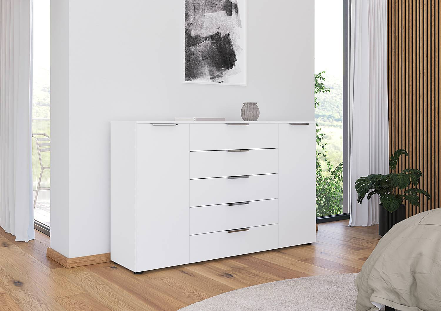 home24 Dressoir Flipp wit/alpinewit/zilverkleurig