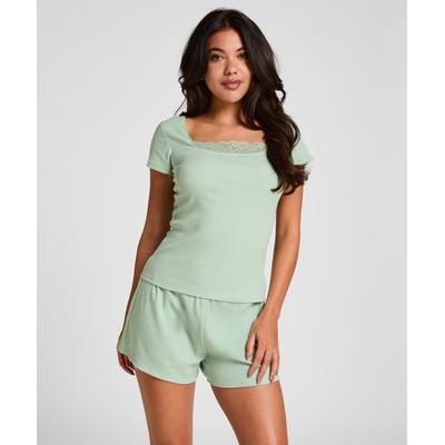 Pyjama HUNKEMÖLLER "Pyjama Set", Damen, Gr. S, grün, 45% Viskose, 45% Baumwolle, 10% Elasthan, Homewear-Sets Pyjama