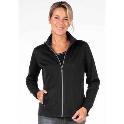 Trainingsjacke LPO "Abby III", Damen, Gr. 36 (S), schwarz, Web, 60% Polyester. 40% Baumwolle, regular fit hüftbedeckend, Jacken Trainingsjacke, glatt mit matter Struktur
