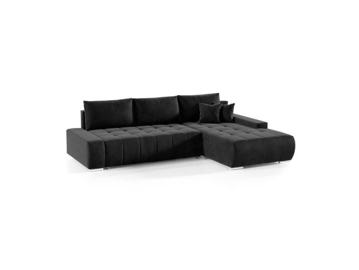 Fedve Ecksofa mit Schlaffunktion Dhaka L, Schwarz, L-Form, 265x185 cm, Wohnzimmer, Sofas & Couches, Wohnlandschaften, Ecksofas