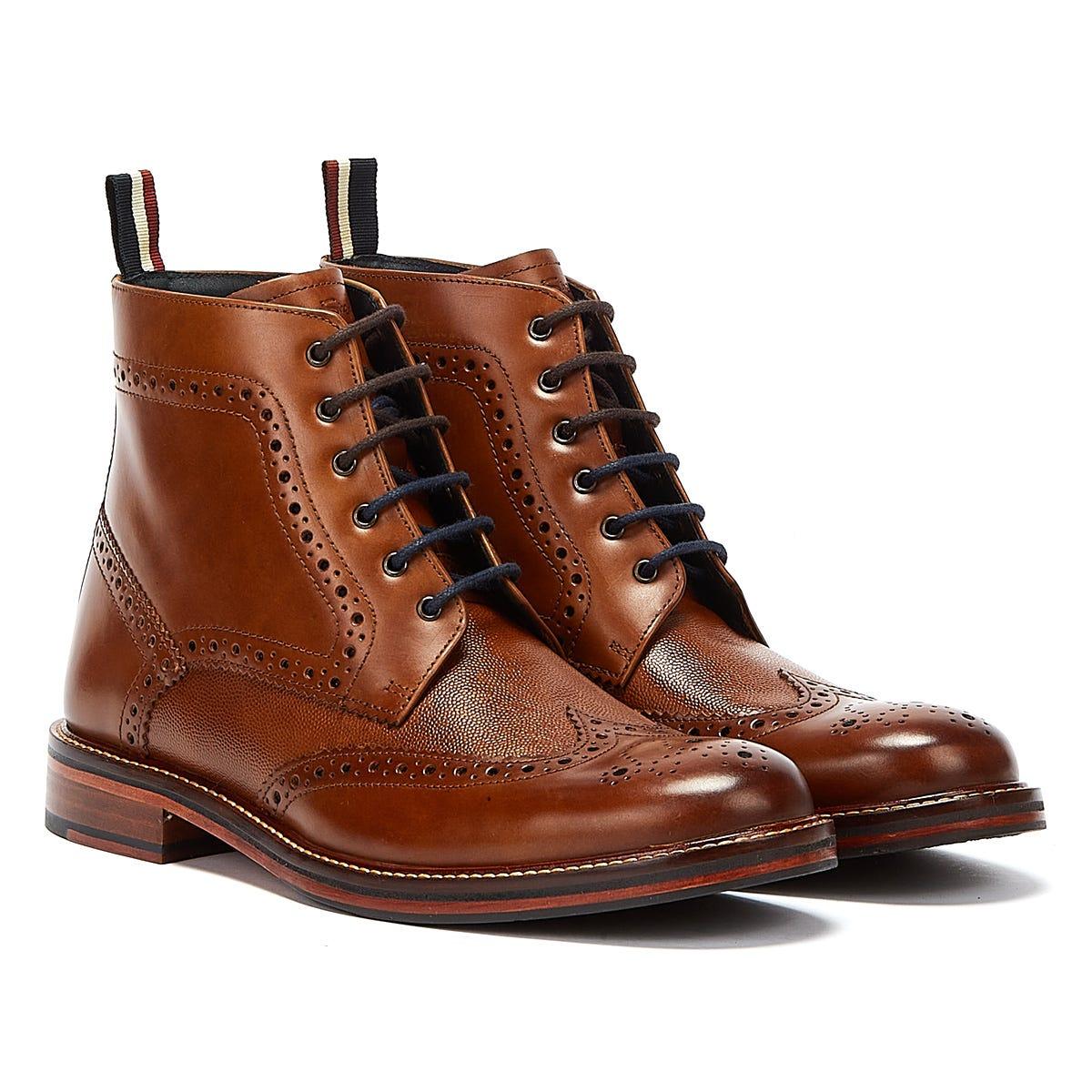 Ben Sherman Alfred Brogue Herren Tan Stiefel