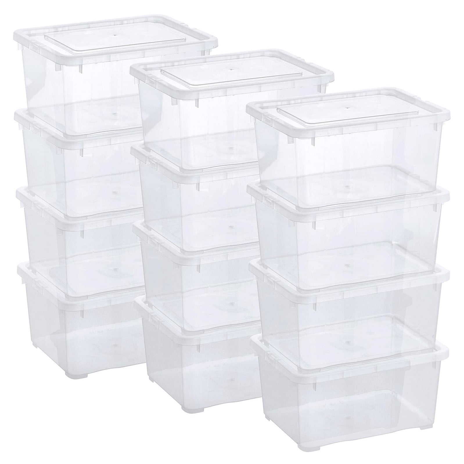 Dripio Stapelbare Opbergboxen met Deksel, Set van 12, Transparant, Plastic