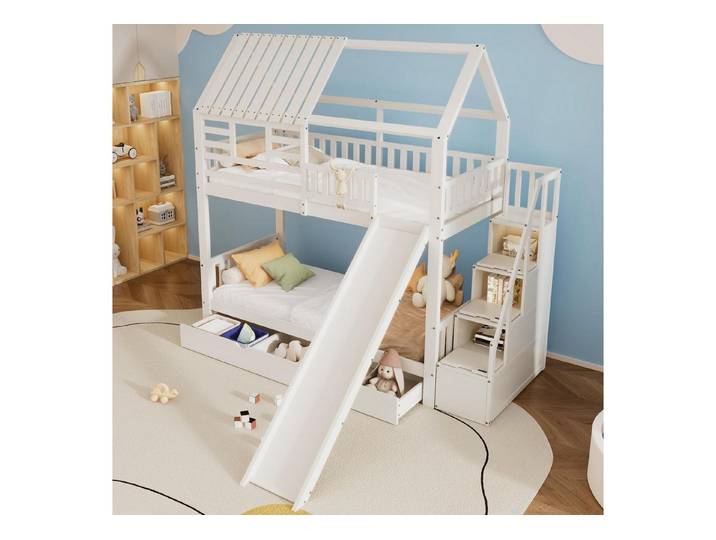 LuxusKollektion Etagenbett Etagenbett Hausbett mit Rutsche (1-St)