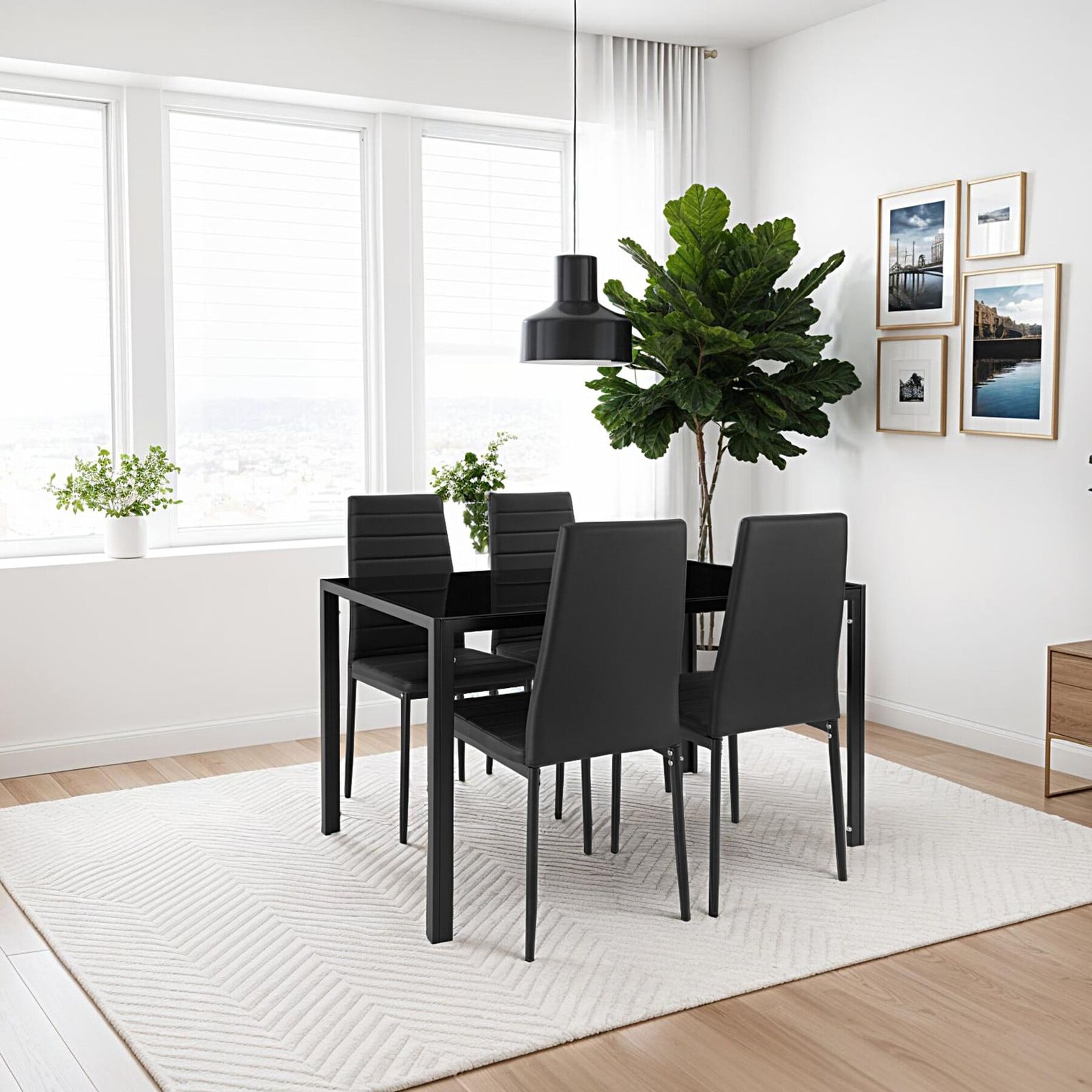 TecTake Eettafelset Berlin 4+1 - Zwart