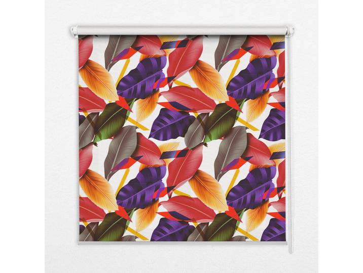 Tulup Innenrollo - Fensterrollo - Rollo - 150x140 cm - Bunte Blätter, Rot, Kunststoff, Rechteckig, 150x140x0.5 cm, Heimtextilien, Vorhänge, Rollos