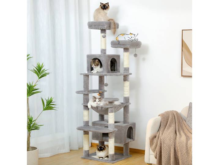 Grand arbre et tour pour chats d'intérieur, avec postes à gratter recouvertes de Sisal, hamac spacieux, perchoirs rembourrés et condos, jouets pour chats