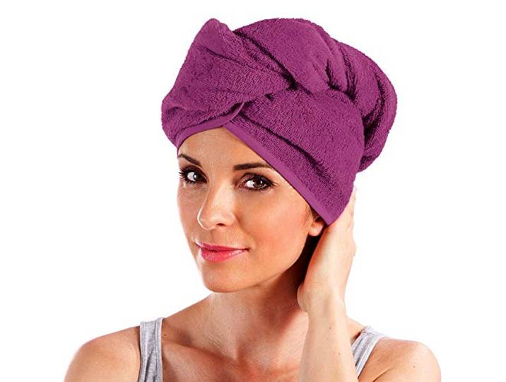 Erwin Müller Turban, Haarturban mit Knopf Fuchsia Größe 28x70 cm - auch als Kinderturban geeignet 100% Baumwolle, saugstark, Stabiler Halt - (weitere Farben)