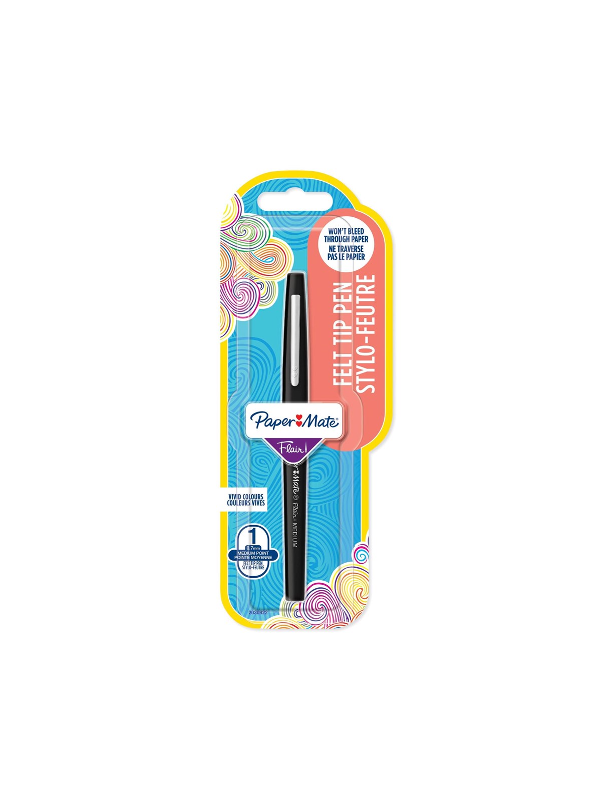 Paper Mate Flair Filzstifte | mittlere Spitze (0,7 mm) | Schwarz | 1 Stück