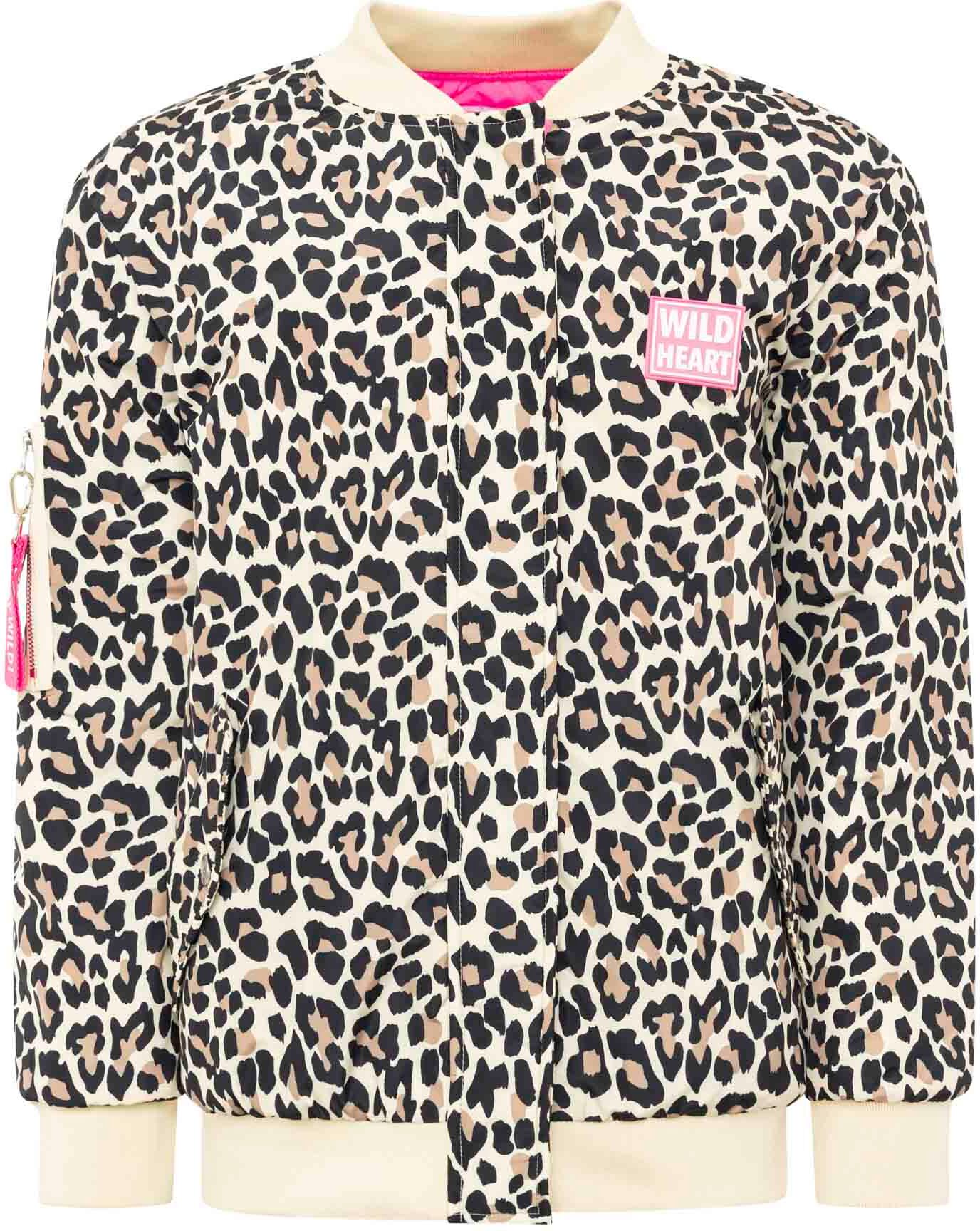 Bomberjacke ZWILLINGSHERZ "Wild Heart", Damen, Gr. M, beige, Web, Obermaterial: 100% Polyester, gemustert, mehrfarbig, lässig geschnitten Po-bedeckend, ohne Ausschnitt, Rippbündchen, Jacken Bomberjacke, Oversize-überschnittene Schulter, Leomuster, verdeck