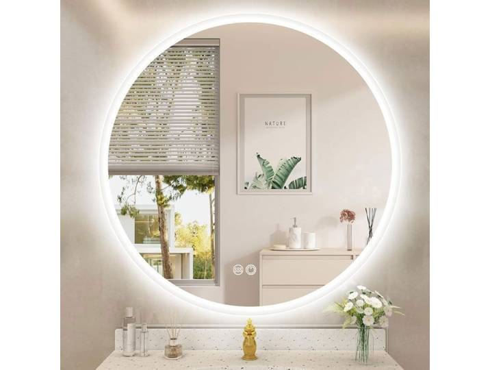 Miroir Salle de Bain 80cm Miroir Rond Avec LED FREOSEN Miroir Salle de Bain Dimmable Anti-buée IP44