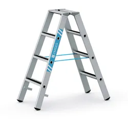 Zarges gebördelte Stufen-Stehleiter R13step-B eloxiert 2x4 Stufen