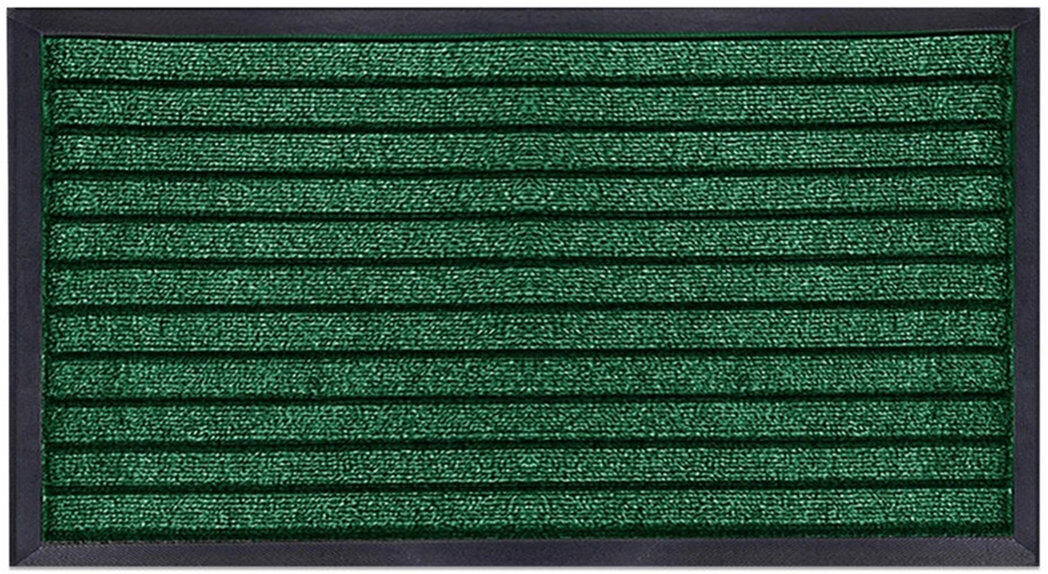 17 Stories Heavy Duty Dirt Trapper Door Mat & Hallway Runner – Non-Slip Indoor Outdoor Washable Rubber Backed Entrance Mat Green 120cm W x 150cm L