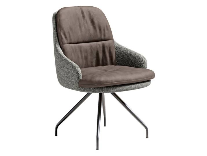 Dieter Knoll Armlehnstuhl, Graubraun, Graublau, Stativgestell, 60x86x66 cm, Beinauswahl, Sitzfläche 360° drehbar, Stoff-/Lederauswahl, Esszimmer, Stühle, Esszimmerstühle, Armlehnenstühle