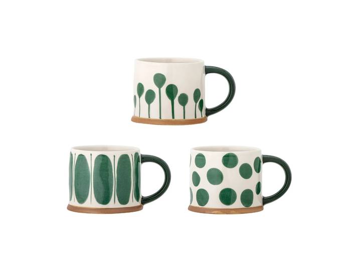 Bloomingville Mug Linora 45 cl, pack de 3 Vert