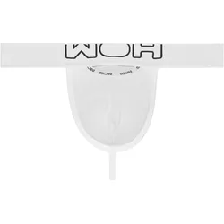 WOH Herren G-String - Sexy Fun, Basic Slip, Logo, Baumwoll-Stretch, einfarbig Weiß / M